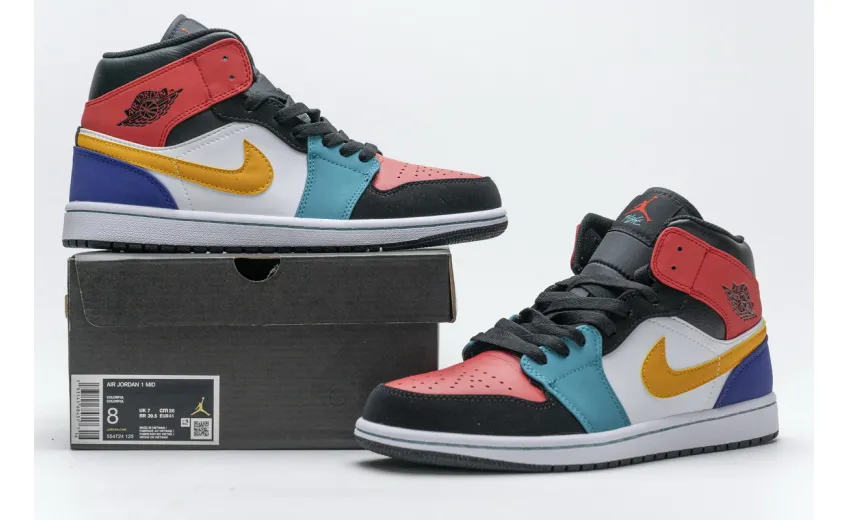Bstsneaker- Air Jordan 1 Mid Bred Multi-Color 554724-125 