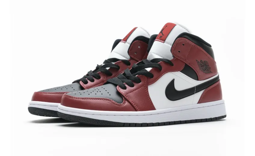 Bstsneaker- Air Jordan 1 Mid Chicago Black Toe (GS) 554725-069 