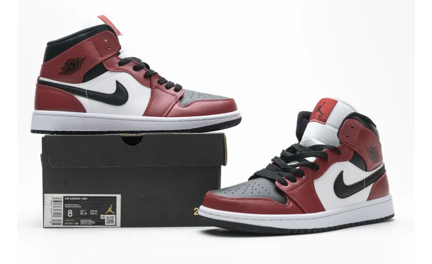 Bstsneaker- Air Jordan 1 Mid Chicago Black Toe (GS) 554725-069 
