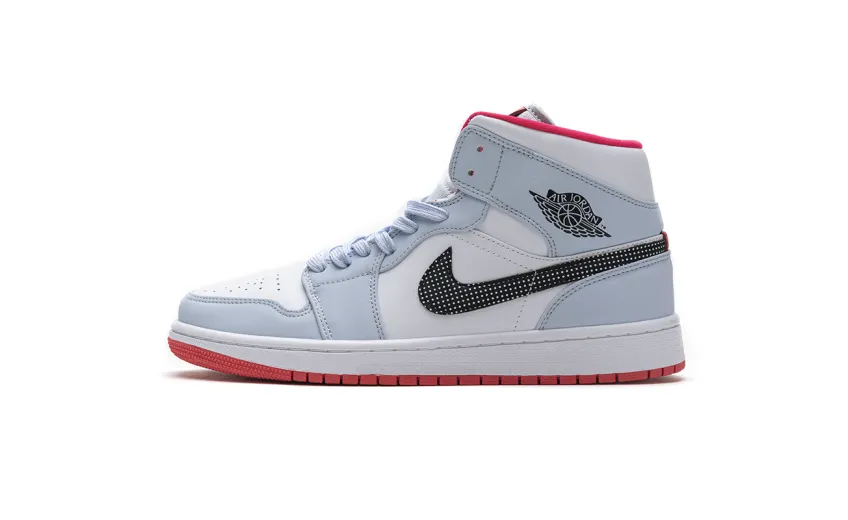 Bstsneaker- Air Jordan 1 Mid Half Blue Polka Dot Swoosh (GS) 555112-400 
