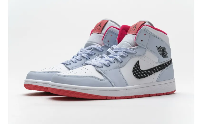 Bstsneaker- Air Jordan 1 Mid Half Blue Polka Dot Swoosh (GS) 555112-400 