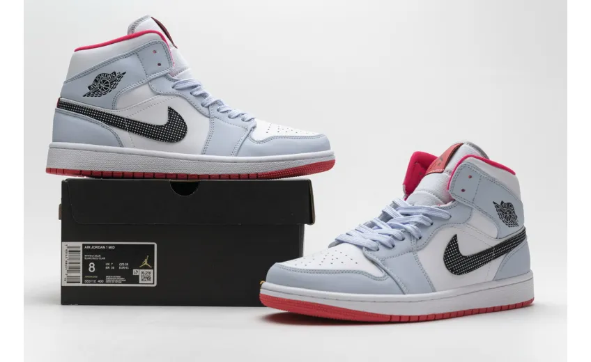 Bstsneaker- Air Jordan 1 Mid Half Blue Polka Dot Swoosh (GS) 555112-400 