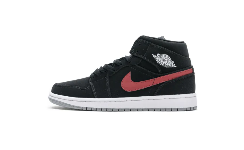 Bstsneaker- Air Jordan 1 Mid Multi-Color Swoosh Black (GS) 554725-065 