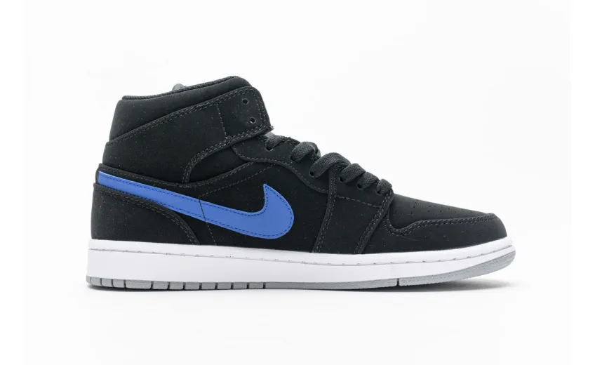 Bstsneaker- Air Jordan 1 Mid Multi-Color Swoosh Black (GS) 554725-065 