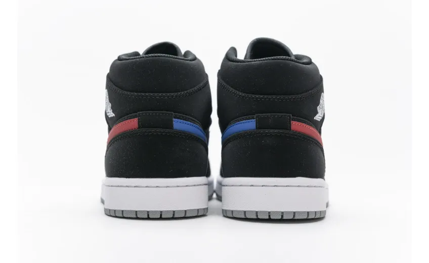 Bstsneaker- Air Jordan 1 Mid Multi-Color Swoosh Black (GS) 554725-065 