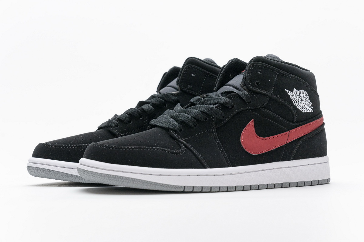 Bstsneaker- Air Jordan 1 Mid Multi-Color Swoosh Black (GS) 554725-065 