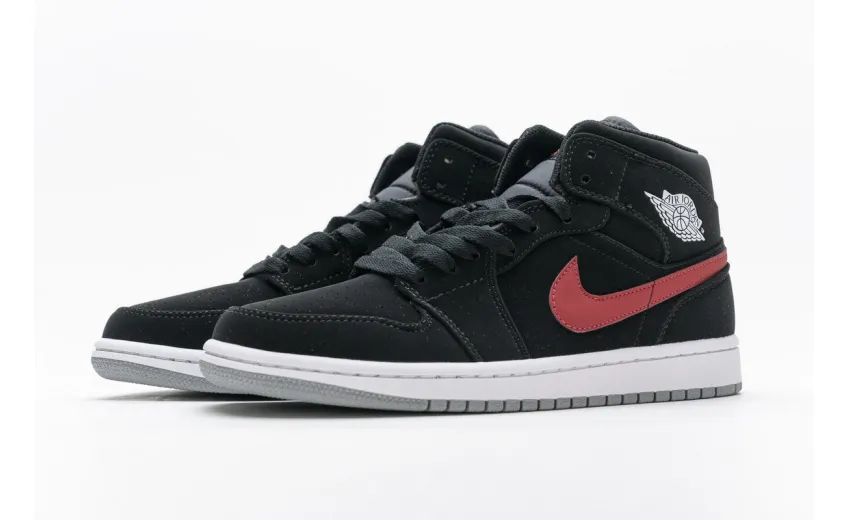 Bstsneaker- Air Jordan 1 Mid Multi-Color Swoosh Black (GS) 554725-065 