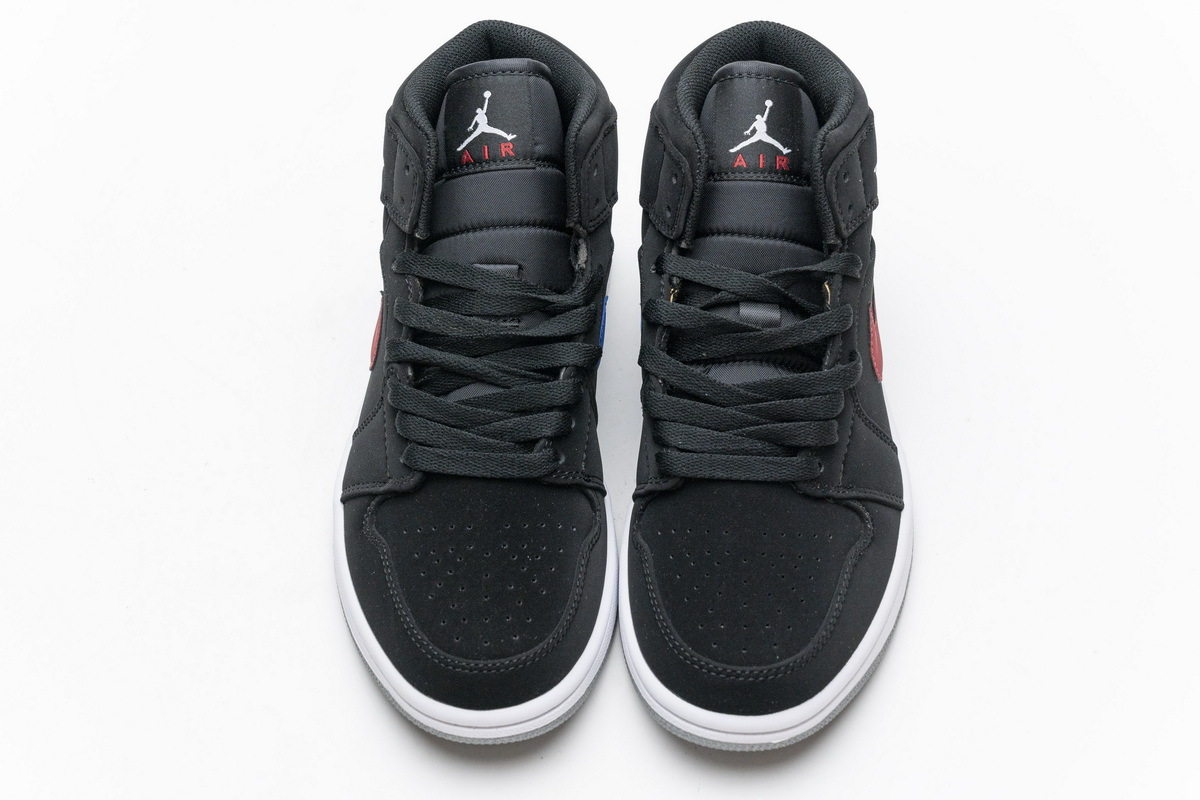 Bstsneaker- Air Jordan 1 Mid Multi-Color Swoosh Black (GS) 554725-065 