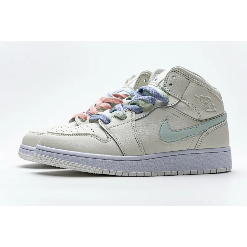 Bstsneaker- Air Jordan 1 Mid Multi-Color Swoosh Phantom (GS) 555112-035 