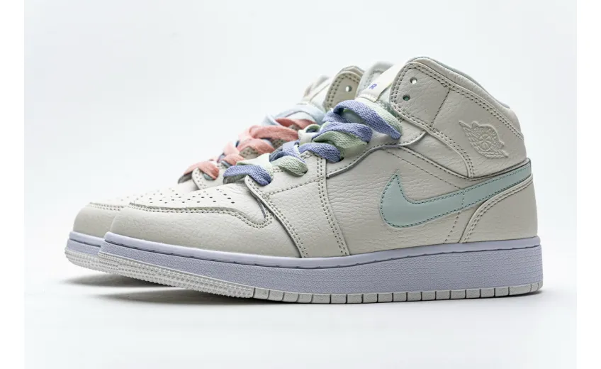 Bstsneaker- Air Jordan 1 Mid Multi-Color Swoosh Phantom (GS) 555112-035 