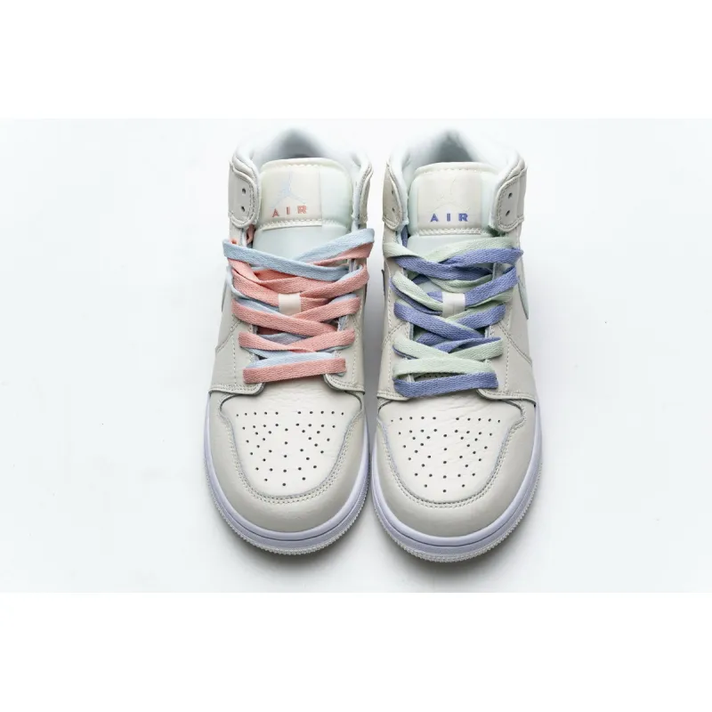 Bstsneaker- Air Jordan 1 Mid Multi-Color Swoosh Phantom (GS) 555112-035 