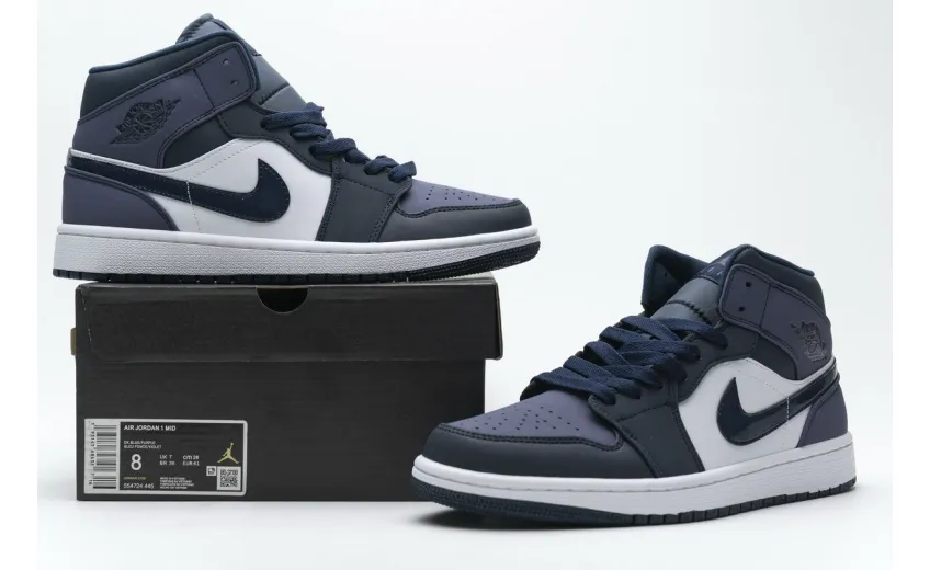 Bstsneaker- Air Jordan 1 Mid Obsidian Sanded Purple 554724-445 