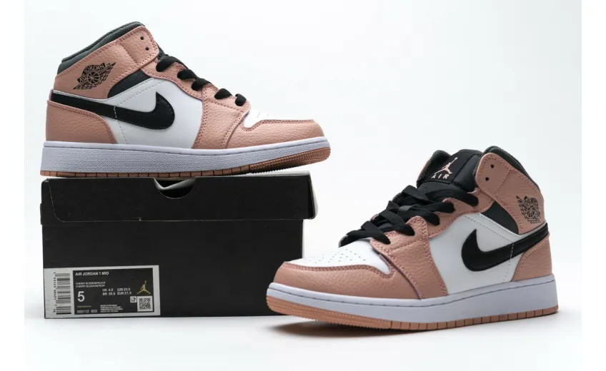 Bstsneaker- Air Jordan 1 Mid Pink Quartz (GS) 555112-603 