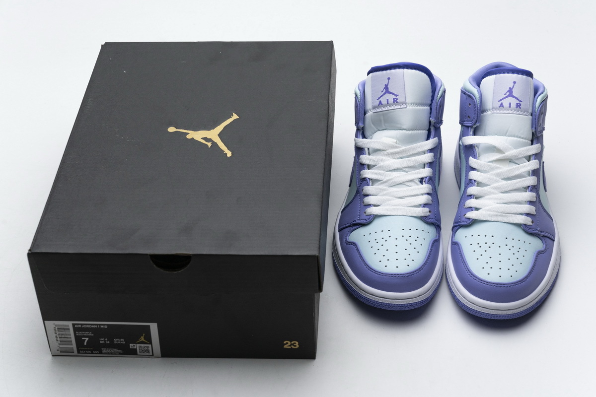Bstsneaker- Air Jordan 1 Mid Purple Aqua (GS) 554725-500  