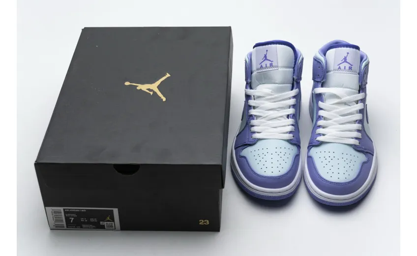 Bstsneaker- Air Jordan 1 Mid Purple Aqua (GS) 554725-500  