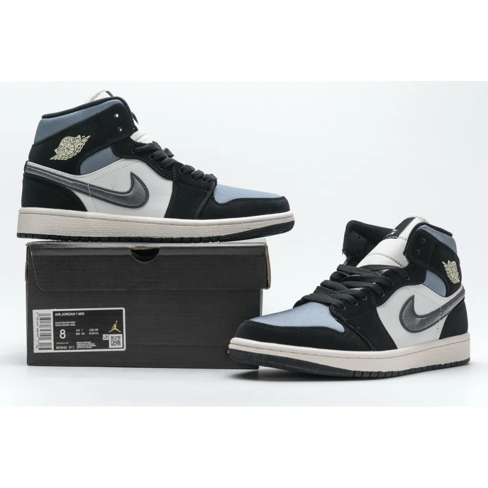 Bstsneaker- Air Jordan 1 Mid Satin Grey Toe 852542-011 