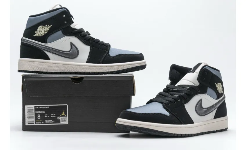 Bstsneaker- Air Jordan 1 Mid Satin Grey Toe 852542-011 