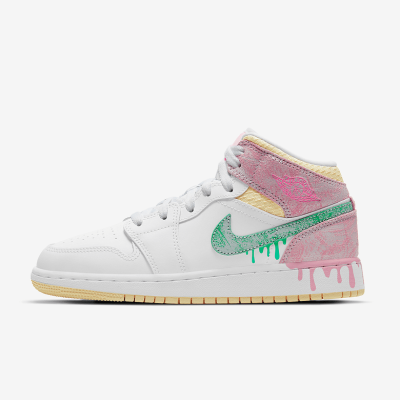 Bstsneaker- Air JJordan 1 Mid Paint Drip (GS) DD1666 100  01