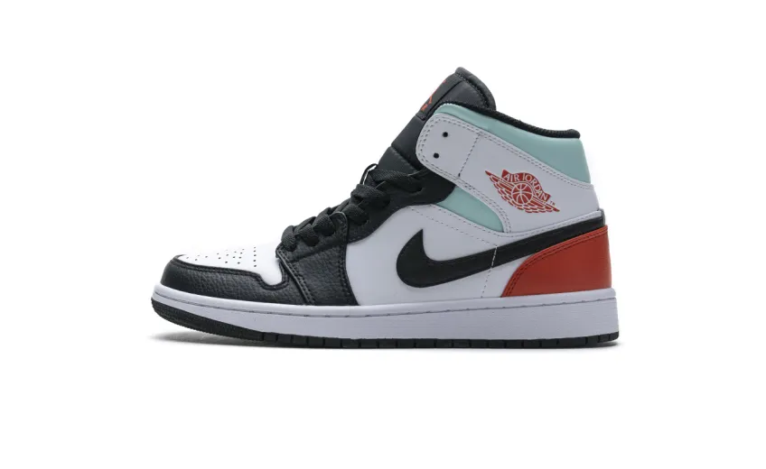 Bstsneaker- Air Jordan 1 Mid SE White Black Red Spruce (GS) BQ6931-100 