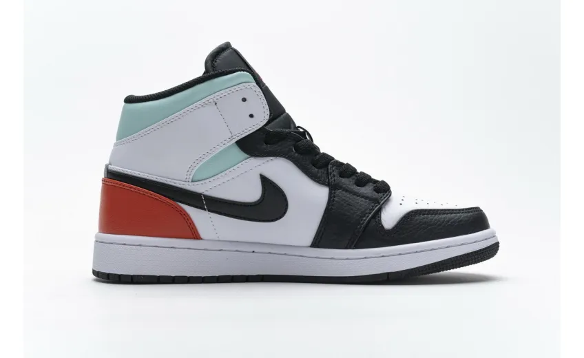 Bstsneaker- Air Jordan 1 Mid SE White Black Red Spruce (GS) BQ6931-100 