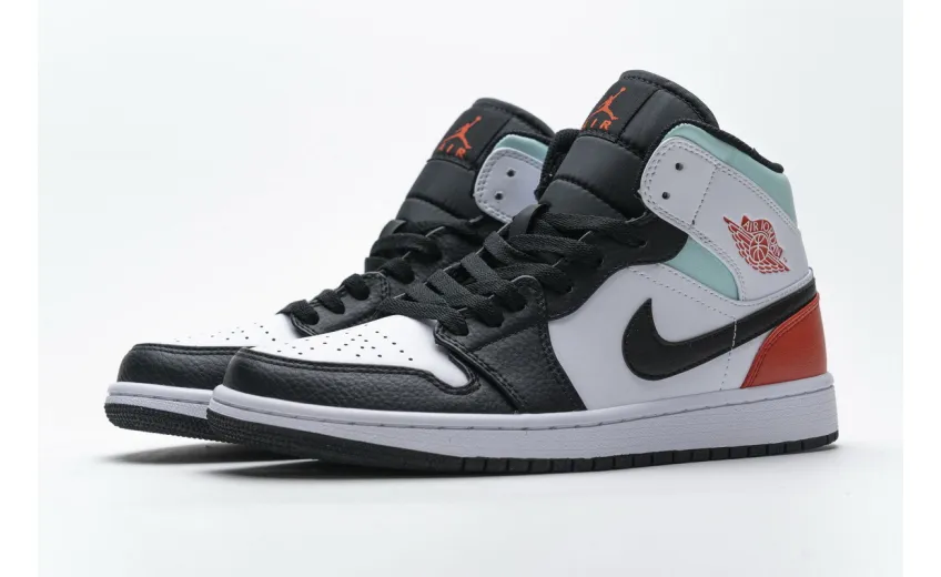 Bstsneaker- Air Jordan 1 Mid SE White Black Red Spruce (GS) BQ6931-100 