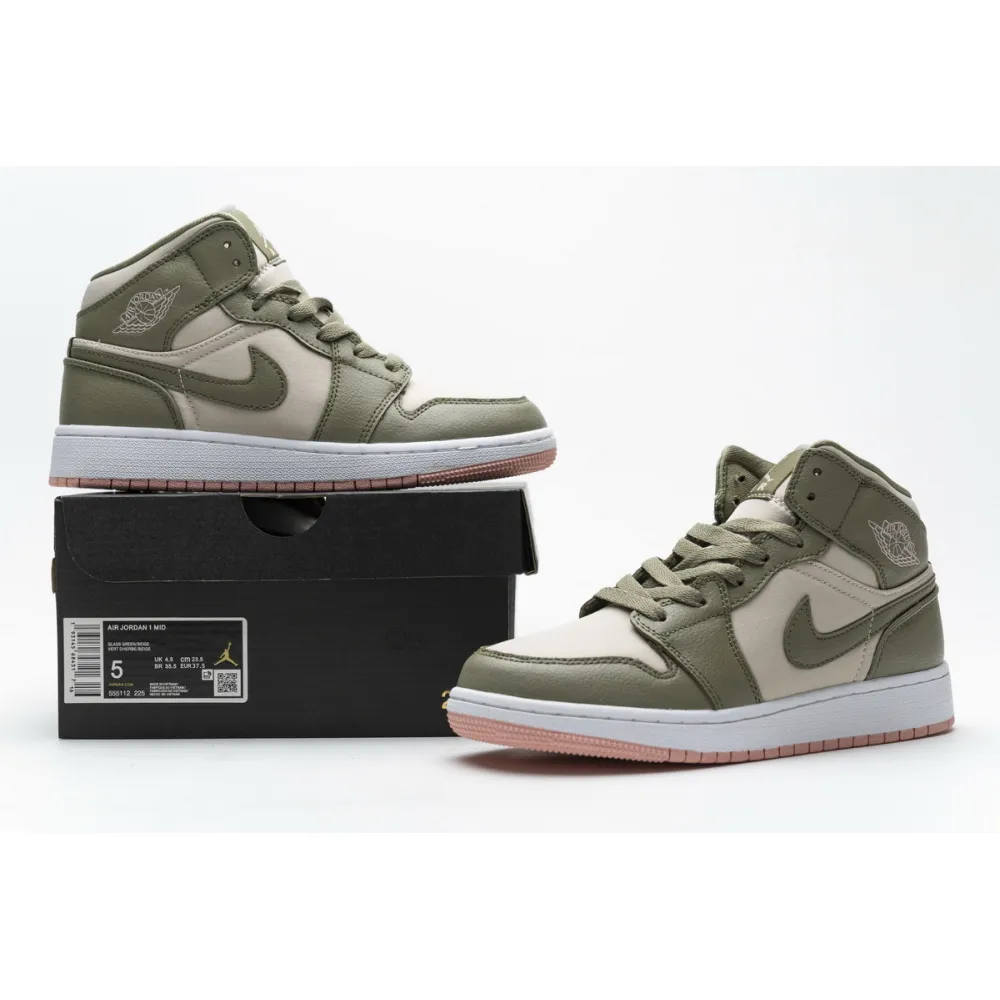 Bstsneaker- Air Jordan 1 Mid Trooper Bleached Coral (GS) 555112-225 