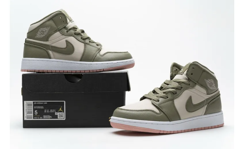 Bstsneaker- Air Jordan 1 Mid Trooper Bleached Coral (GS) 555112-225 