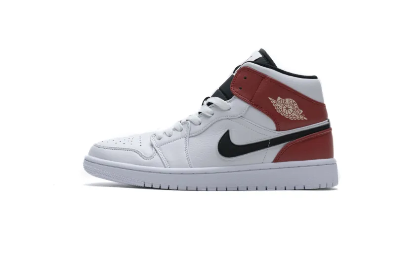 Bstsneaker- Air Jordan 1 Mid White Black Gym Red 554724-116  