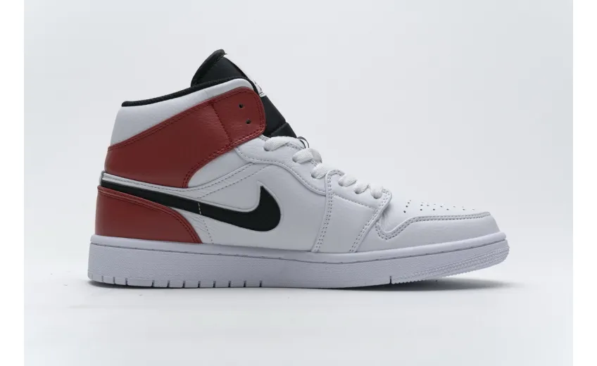Bstsneaker- Air Jordan 1 Mid White Black Gym Red 554724-116  
