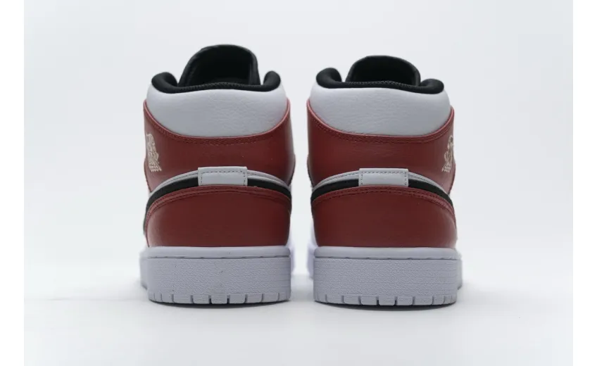Bstsneaker- Air Jordan 1 Mid White Black Gym Red 554724-116  