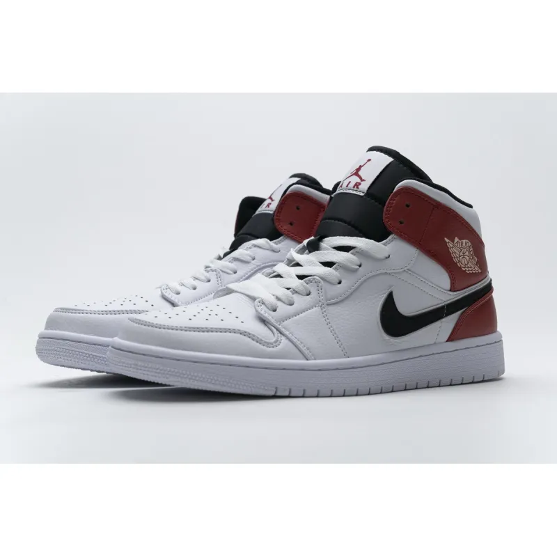 Bstsneaker- Air Jordan 1 Mid White Black Gym Red 554724-116  