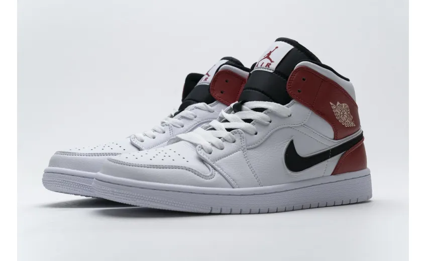 Bstsneaker- Air Jordan 1 Mid White Black Gym Red 554724-116  