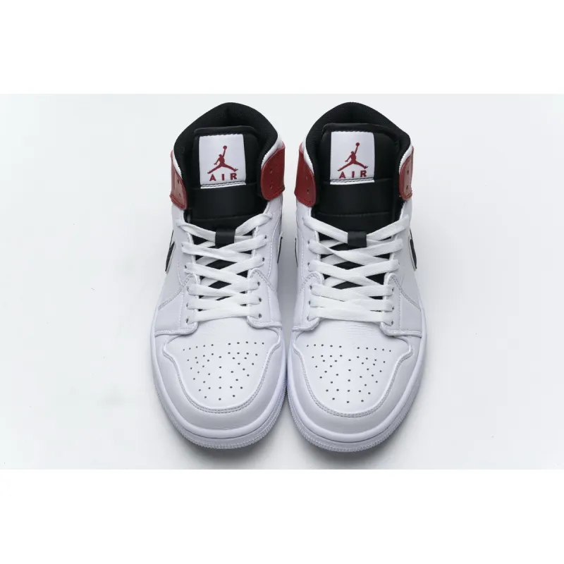 Bstsneaker- Air Jordan 1 Mid White Black Gym Red 554724-116  