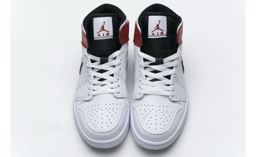 Bstsneaker- Air Jordan 1 Mid White Black Gym Red 554724-116  