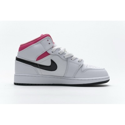  Air Jordan 1 Mid White Black Hyper Pink (GS) 555112-106 