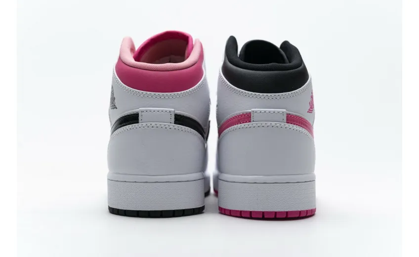 Bstsneaker- Air Jordan 1 Mid White Black Hyper Pink (GS) 555112-106 