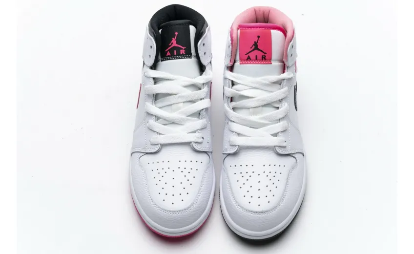 Bstsneaker- Air Jordan 1 Mid White Black Hyper Pink (GS) 555112-106 