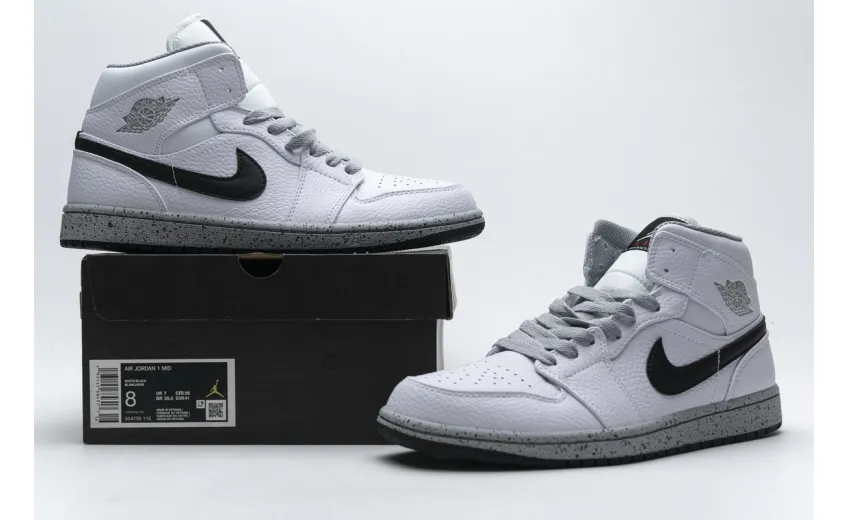 Bstsneaker- Air Jordan 1 Mid White Cement (GS) 554725-115 