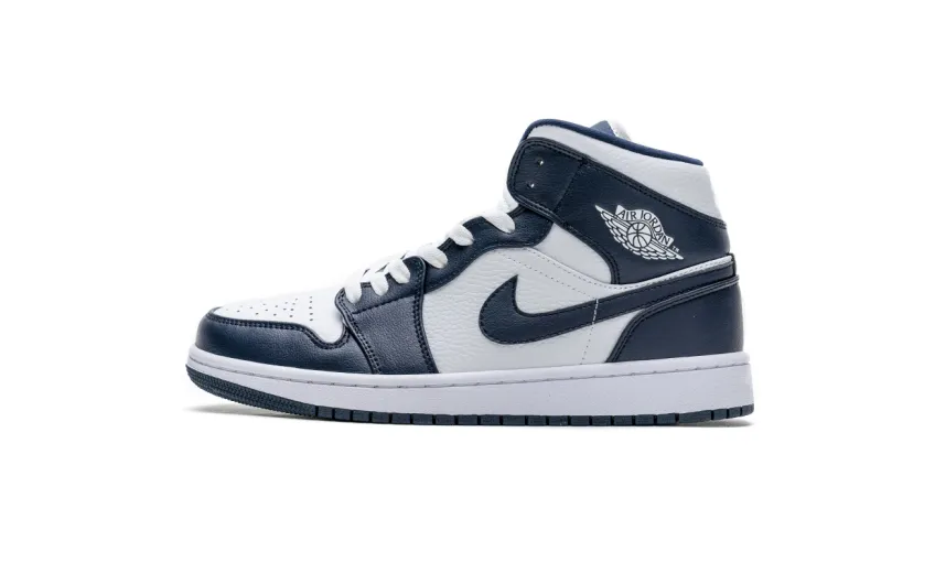 Bstsneaker- Air Jordan 1 Mid White Metallic Gold Obsidian 554724-174 