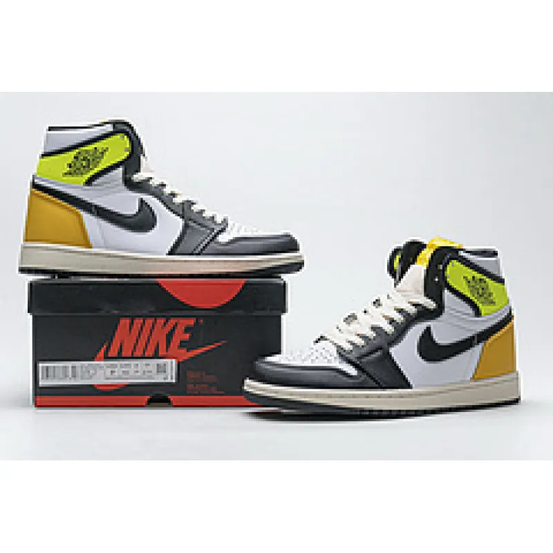 Bstsneaker-Air Jordan 1 Retro High White Black Volt University Gold 555088-118