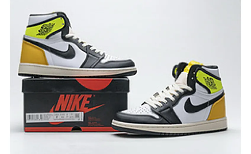 Bstsneaker-Air Jordan 1 Retro High White Black Volt University Gold 555088-118