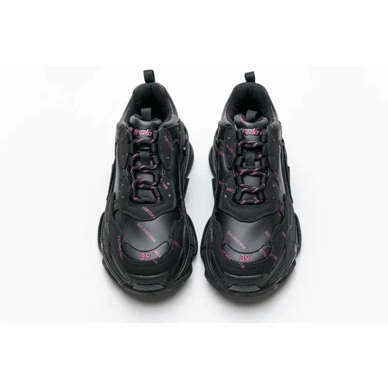 Bstsneaker- Balenciaga Triple S Letter Black Pink 524039 W2FA1 7635 