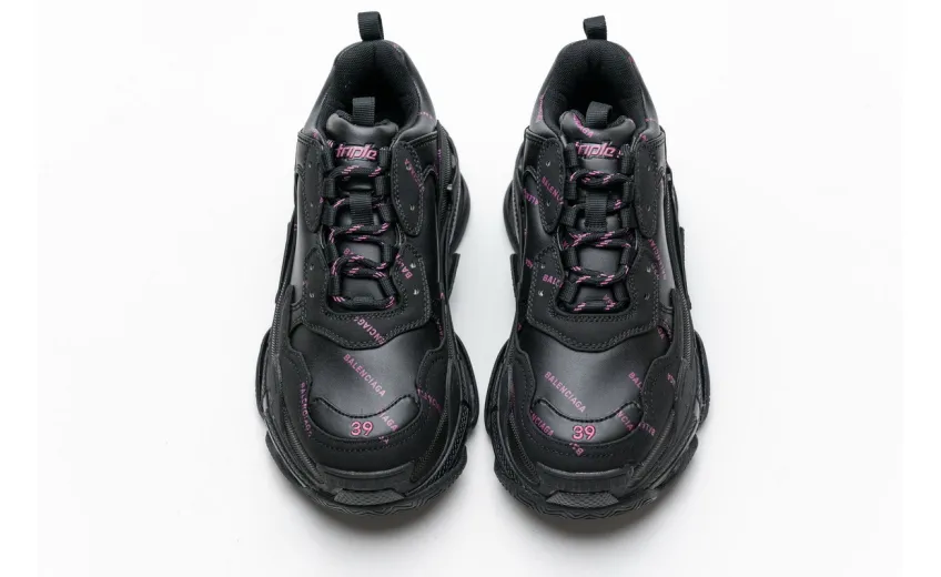 Bstsneaker- Balenciaga Triple S Letter Black Pink 524039 W2FA1 7635 