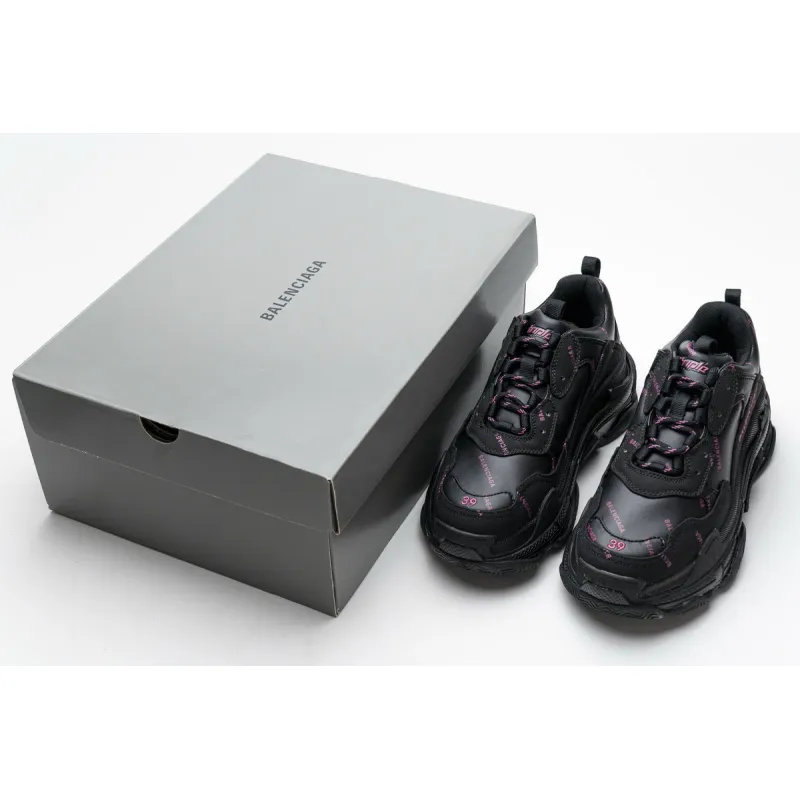 Bstsneaker- Balenciaga Triple S Letter Black Pink 524039 W2FA1 7635 