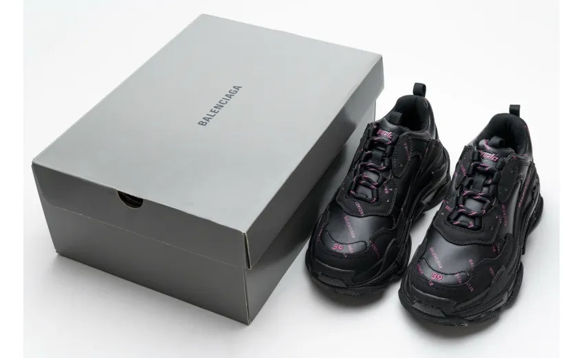 Bstsneaker- Balenciaga Triple S Letter Black Pink 524039 W2FA1 7635 