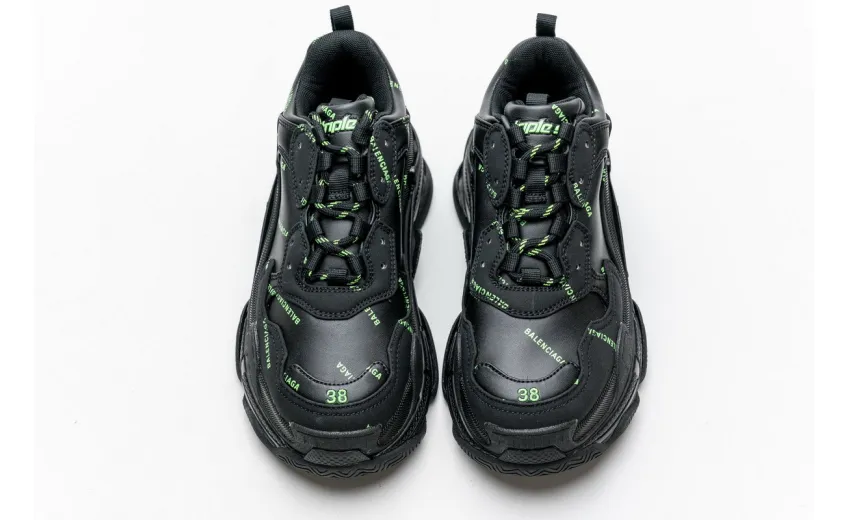 Bstsneaker- Balenciaga Triple S Letter Fluorescent Yellow 524039 W2FA1 7633 