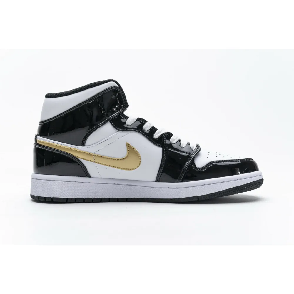 Bstsneaker- Jordan 1 Mid Patent Black White Gold 852542-007 