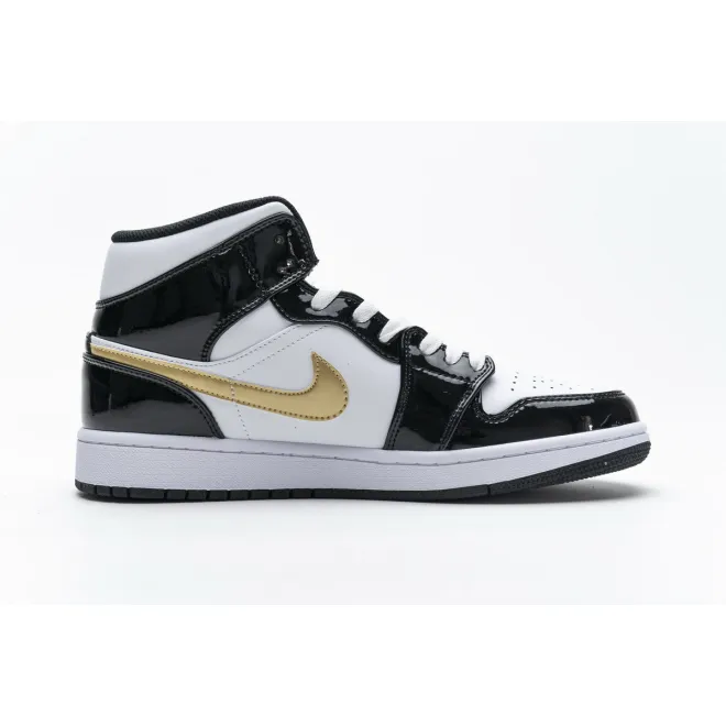 Bstsneaker- Jordan 1 Mid Patent Black White Gold 852542-007 