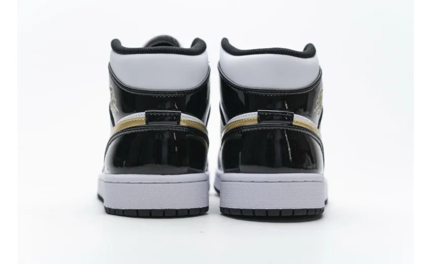 Bstsneaker- Jordan 1 Mid Patent Black White Gold 852542-007 