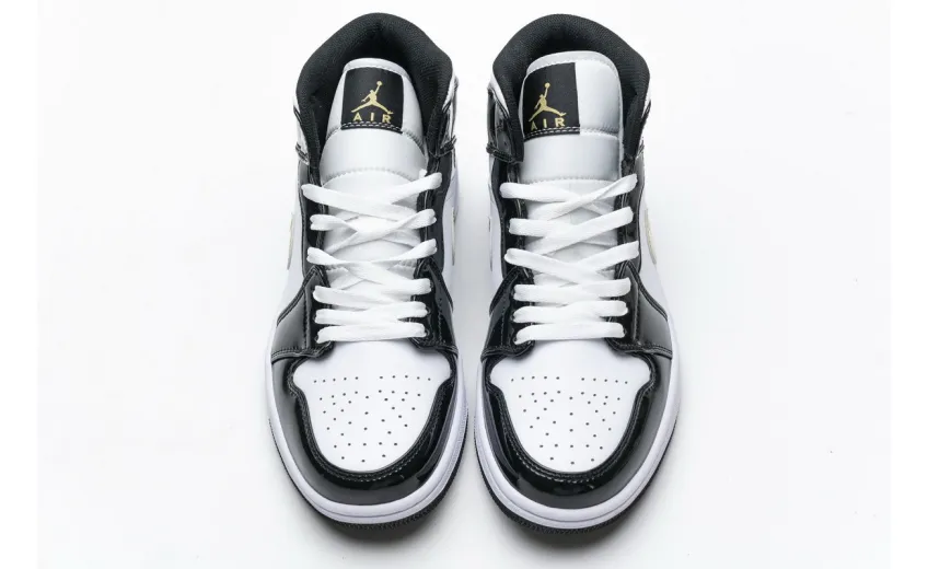 Bstsneaker- Jordan 1 Mid Patent Black White Gold 852542-007 